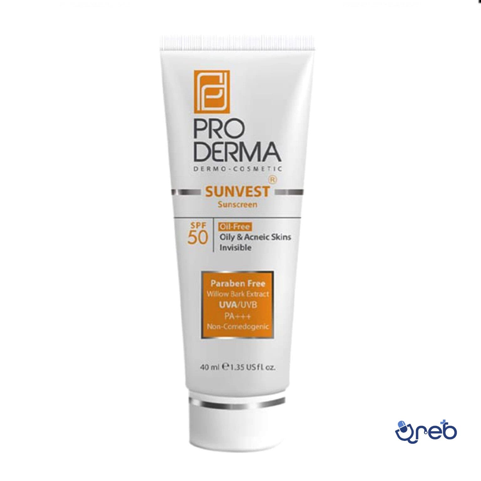 کرم ضد آفتاب فاقد چربی اس پی اف 50 حجم 40 میل پرودرما فاقد رنگ 